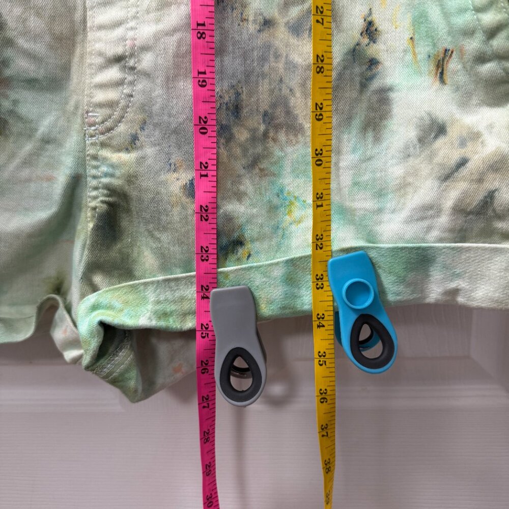Gap Denim shortalls overalls multicolored watercolor tie-dye pattern size XXL - Picture 4 of 9